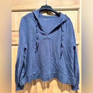 LOFT Blue V neck hoodie